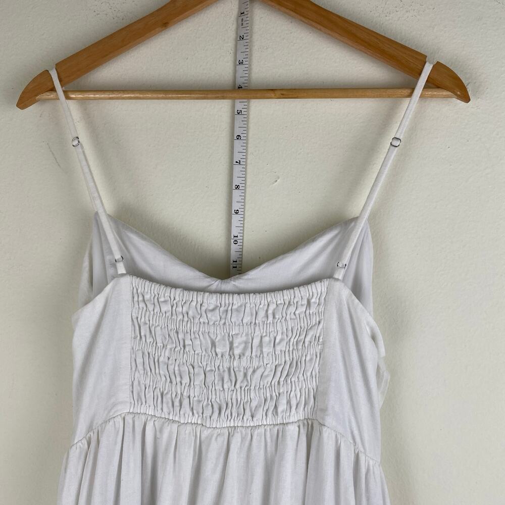Madewell White Linen Blend Midi Dress Sweetheart Cutout Tie Back 10 - Picture 11 of 16